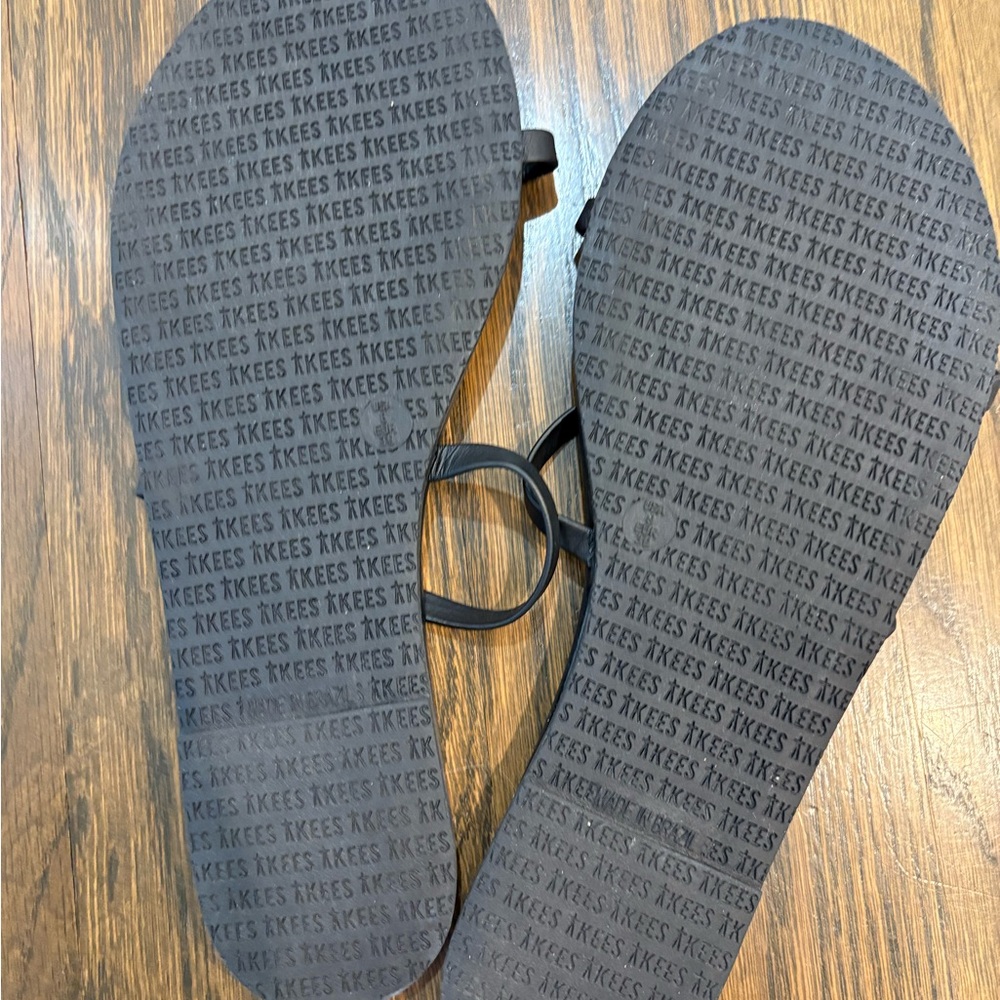 TKEES Gemma Double-Strap Black Leather Slide Sandals - Picture 4 of 4